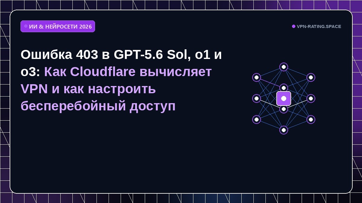 Ошибка 403 в GPT-5.6 Sol, o1 и o3: Как Cloudflare вычисляет VPN и как настроить бесперебойный доступ