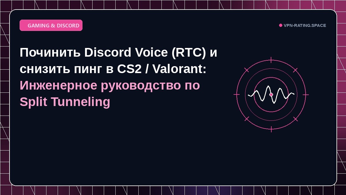 Починить Discord Voice (RTC) и снизить пинг в CS2 / Valorant: Инженерное руководство по Split Tunneling